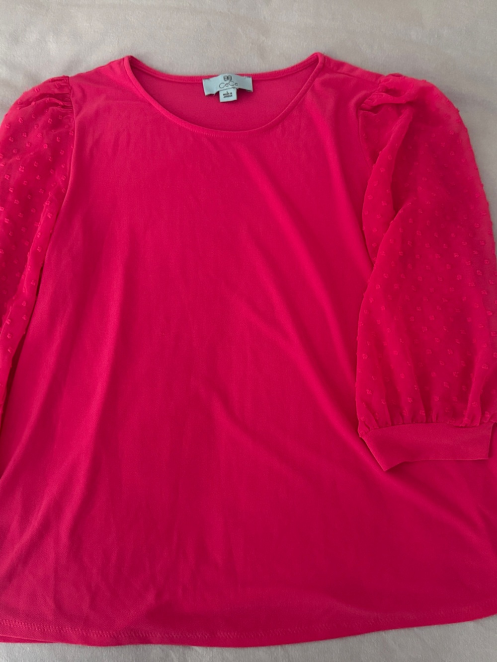 CeCe Hot Pink Long-Sleeve Puff Sleeve Top